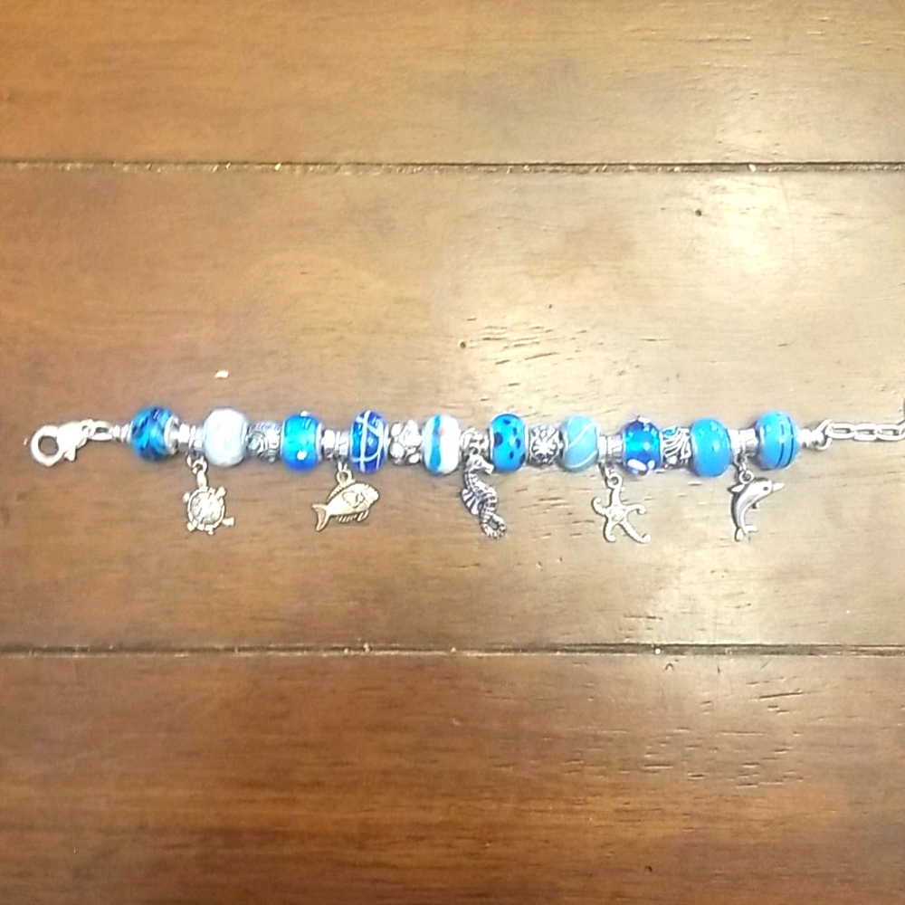Custom pandora style bracelet- beach theme
